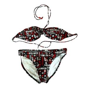 Canada Pattern Halter-neck Bikini